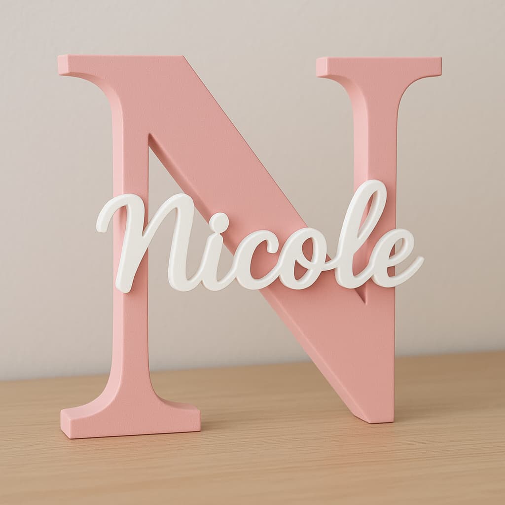Letra Inicial + Nome Personalizado Para Quarto Infantil, Nascimento de Bebê, Artigos de Decoração 3D