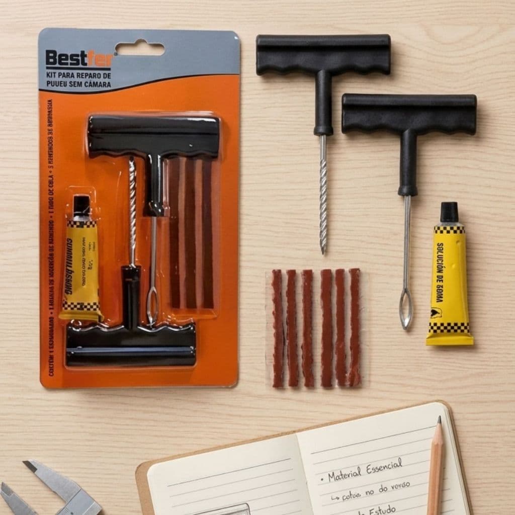 Kit Para Reparo Sem Câmera De Ar E Conserto De Pneu Furado