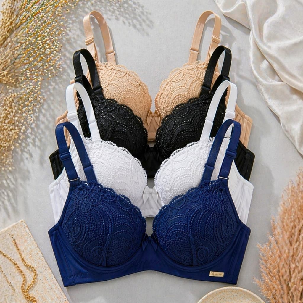 Kit C/4 Sutiãs RENDADO Reforçado Com Bojo Premium Push Up Soutien Efeito Silicione PROMOÇÃO