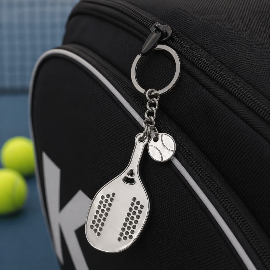 Chaveiro Mini Raquete Beach Tennis Standard Acrílico Pingente Bola Tênis Raqueteira