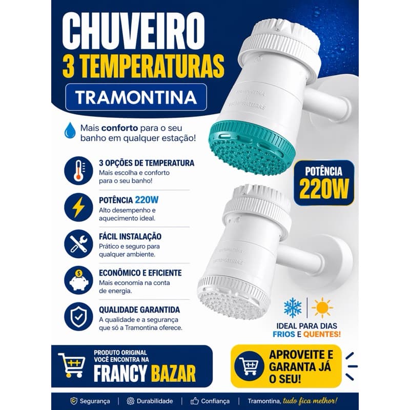 Chuveiro Elétrico Tramontina Senseday 3T 5500W 220w
