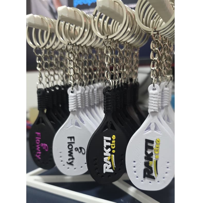 Chaveiro Raquete de Beach Tennis Personalizado com Logo da Empresa ou Nome do Jogador – Decorativo em Impressão 3D
