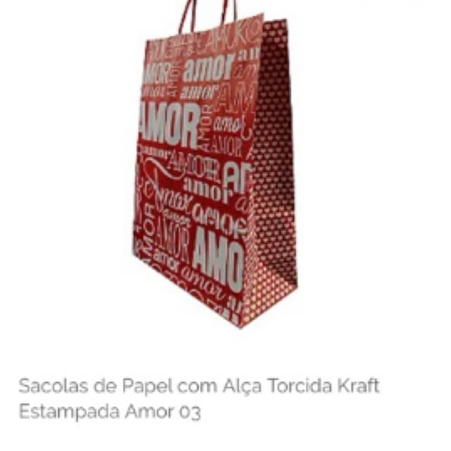 Sacolas de Papel com Alça Torcida Kraft Estampada Amor 03