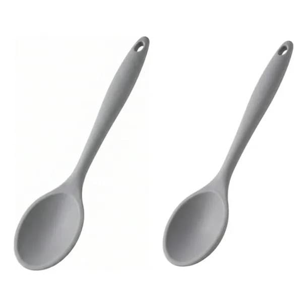 ECOs Kit 2 Colheres de Silicone 27,5cm Cinza Não Risca Panelas Antiaderente Resistente