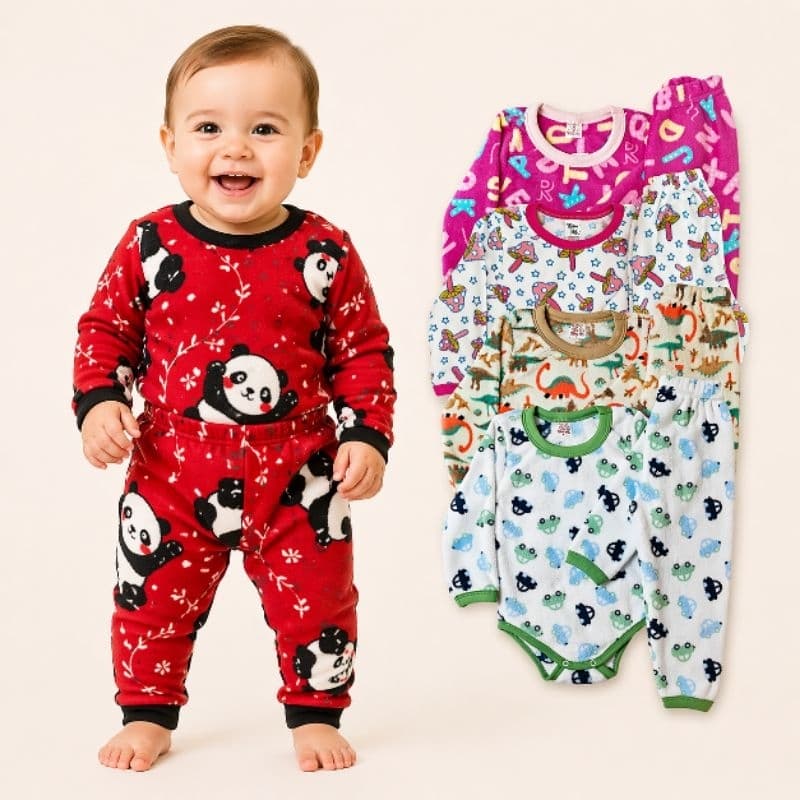 conjunto bebe infantil body e calça ultra soft fleece inverno
