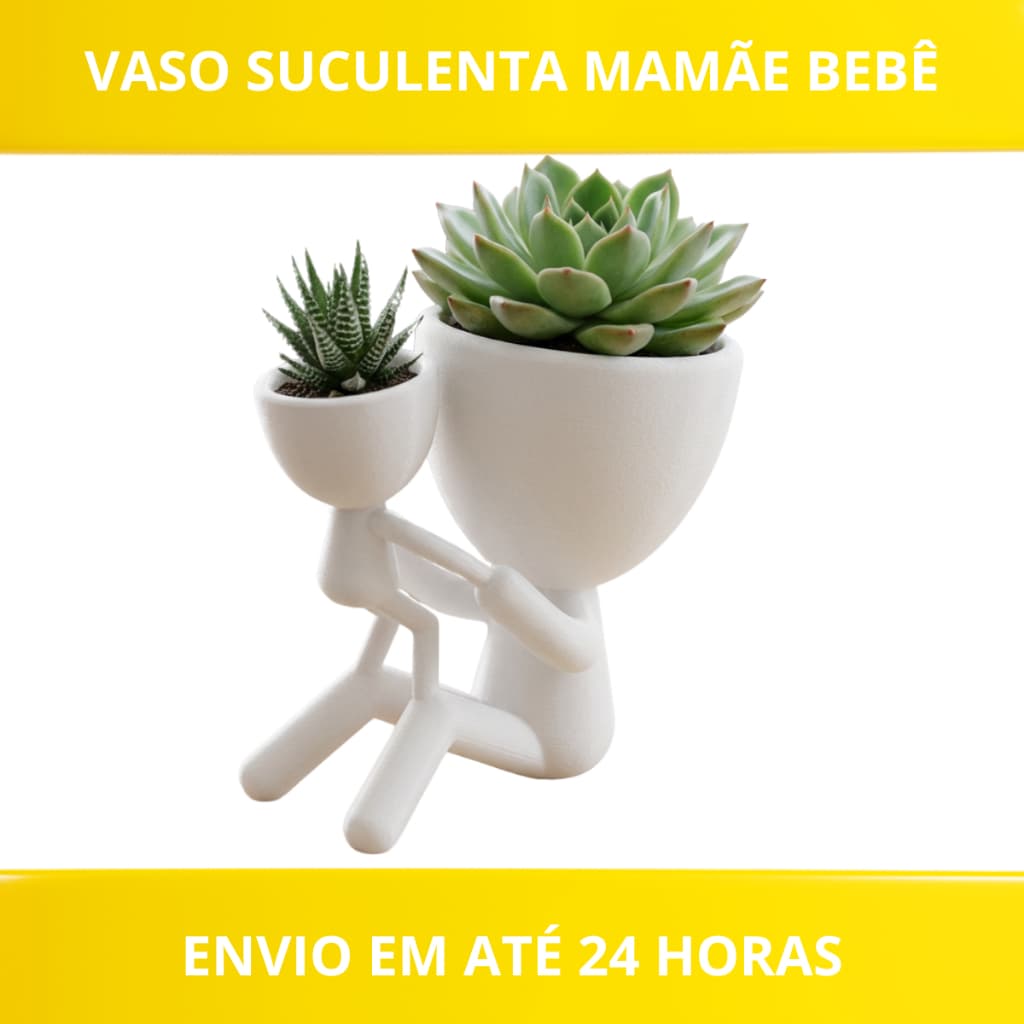 ✨ Vaso Decorativo para Suculentas e Cactos 9CM Mamãe Bebê em PLA Premium Ecológico ✨