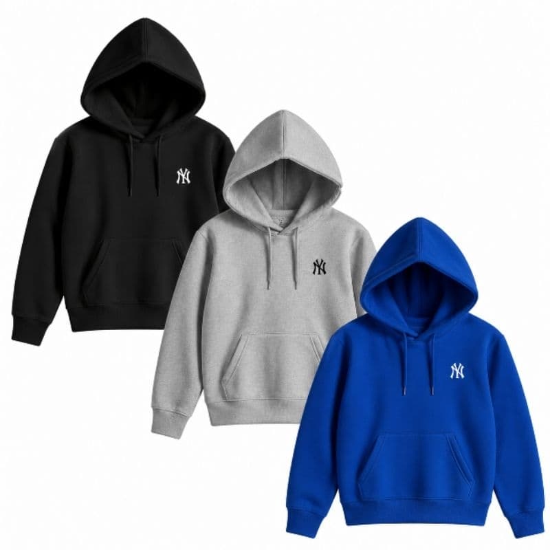 Kit 3 Moletom Canguru Infantil Juvenil NY Flanelado Inverno Premium Preto Cinza Bege Vermelho