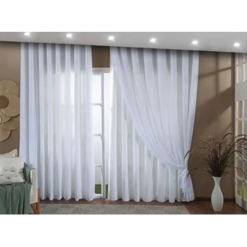 CORTINA VOAL LISO COM FORRO MICROFIBRA PRA TRILHO SUISSO MAX 5MT LARG