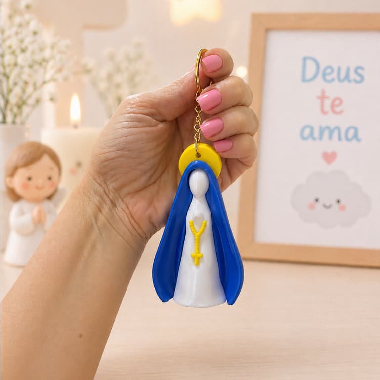 Chaveiro Nossa Senhora Aparecida 8cm Personalizado | Lembrancinha Religiosa | Presente Católico l batizado l nascimento
