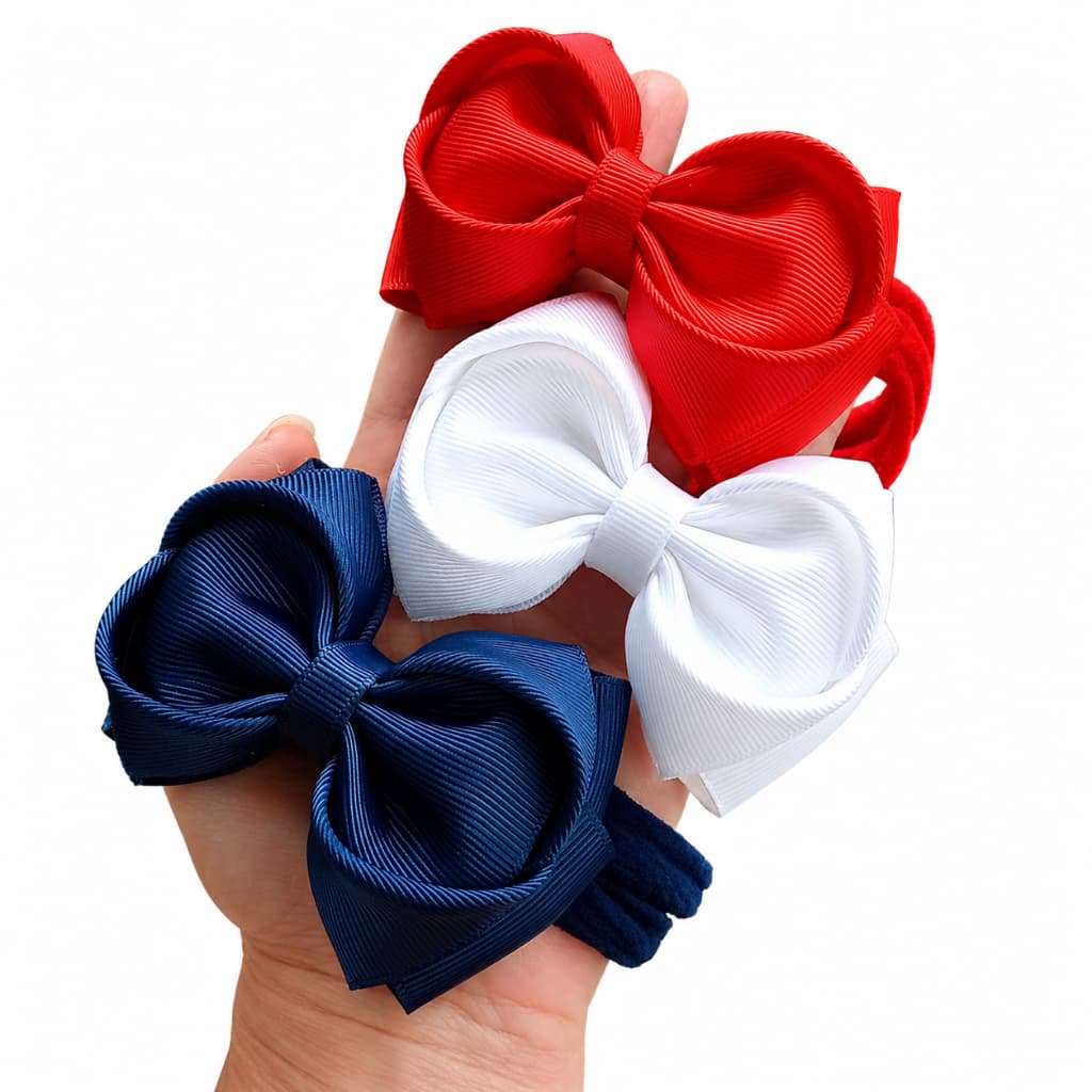 Kit Laços de cabelo médios para menina/faixa de cabelo para bebê na meia de seda ou bico de pato