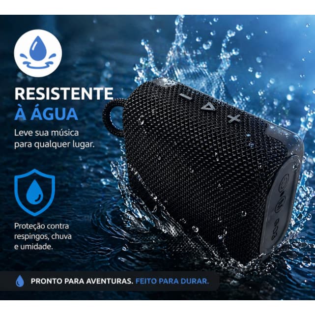 Caixa de Som  Portátil 3W Resistente à Água Bateria 5h Sem Fio Compacta