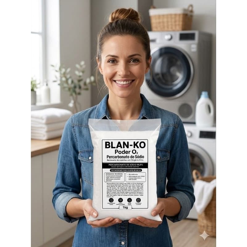 Blan-Ko Branco Percarbonato de Sódio Limpeza Multiuso Roupa Branca 1kg ou 2kg – Limpeza para Roupas Brancas e Tecidos