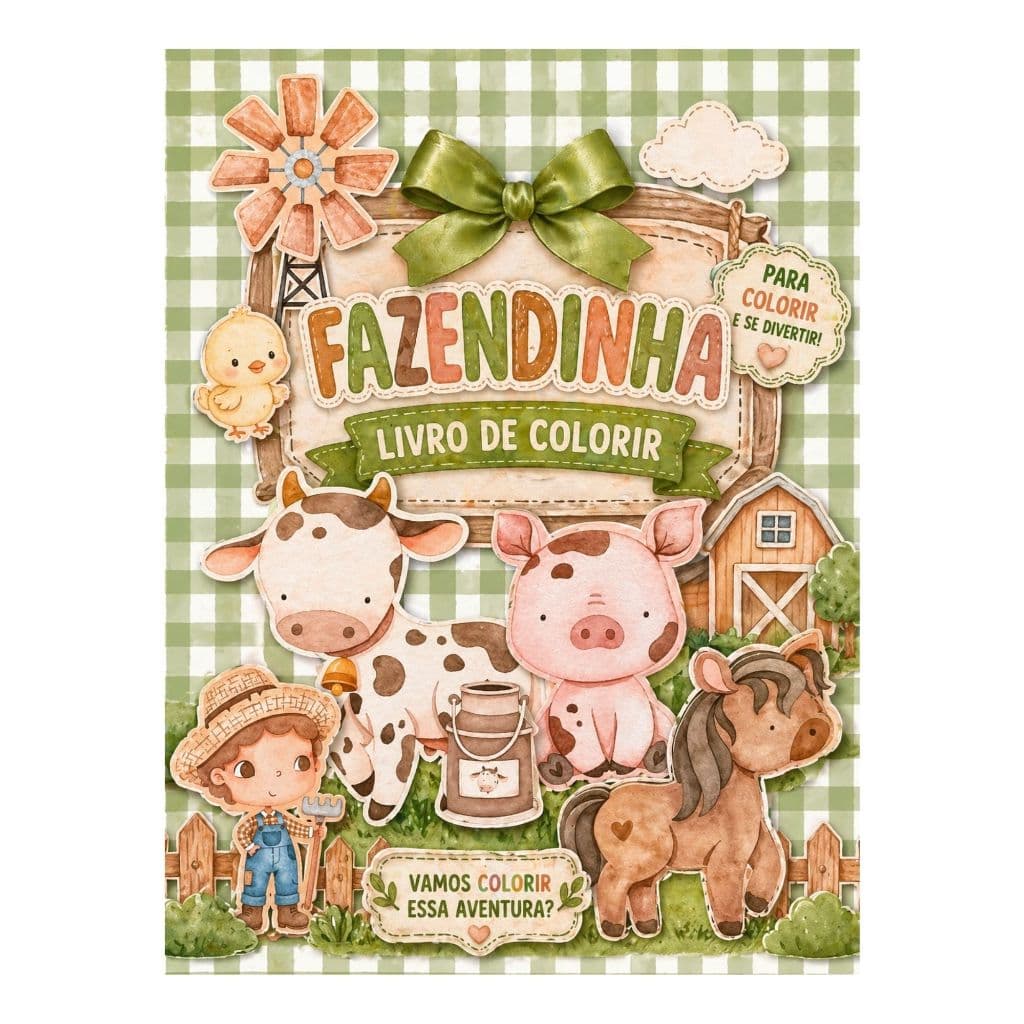 Livro Livrinho para Colorir Fazendinha Lembrancinha Aniversário Fazenda