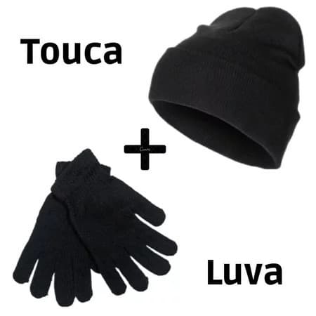 Kit Inverno Touca e Luvas Unissex Gorro de Frio Preto Macio Térmico para Frio Intenso 1 ou 2 Pares