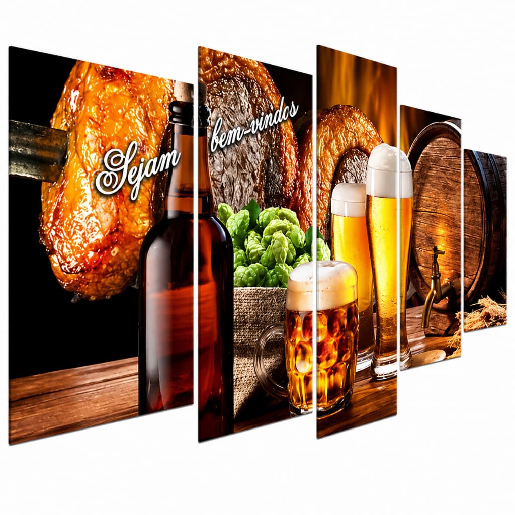 Kit Quadro Decorativo Sala Jantar Área Churrasco E Cerveja MDF