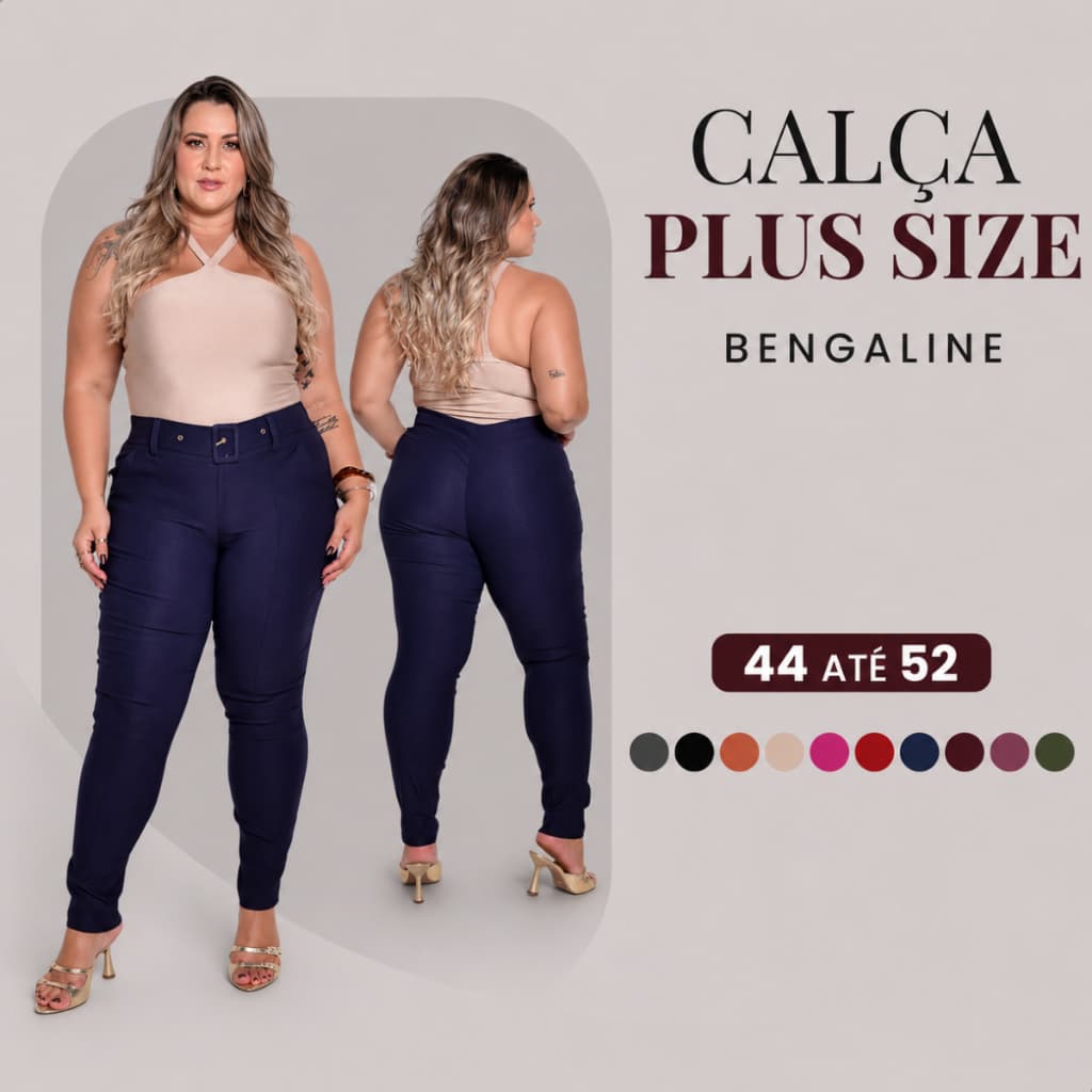 Calça Social Alfaitaria Bengaline Com Laycra Bolsos E Cinto Tecido Modelador Levanta Bumbum