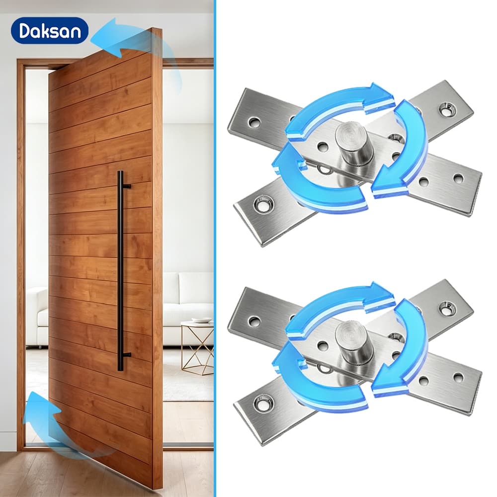 2 Pares Dobradiça Pivotante Aço Inoxidável 304 360° Giratória Para Portas E Móveis Reforçada 200kg