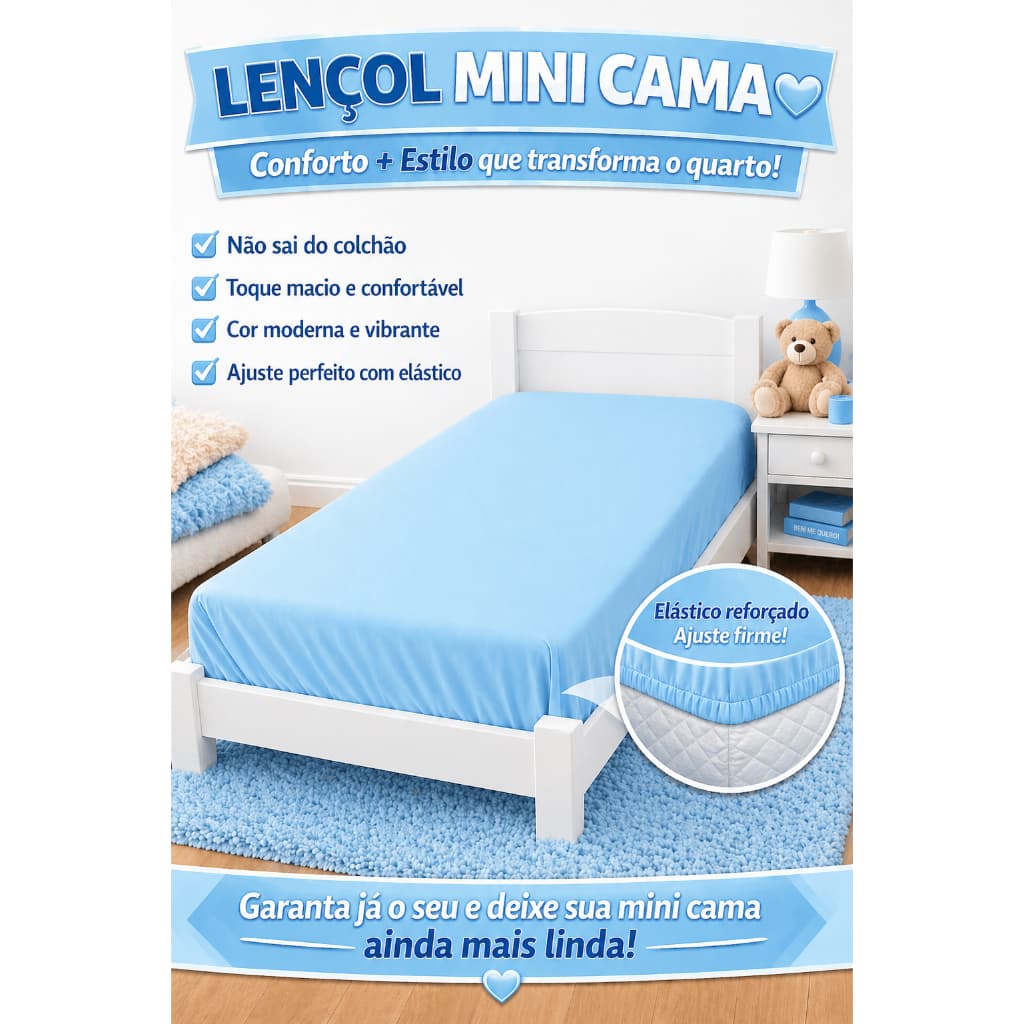 Lençol de Cama Montessoriana - Mini Cama Avulso 100% Poliéster 170 Fios