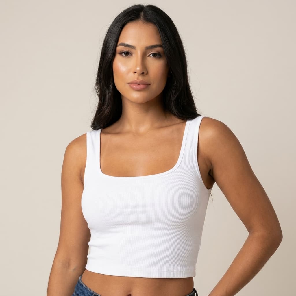 Cropped Feminino Fitness Alça Larga Suplex Academia Confortável Proteção UV50+ Toque Poliamida