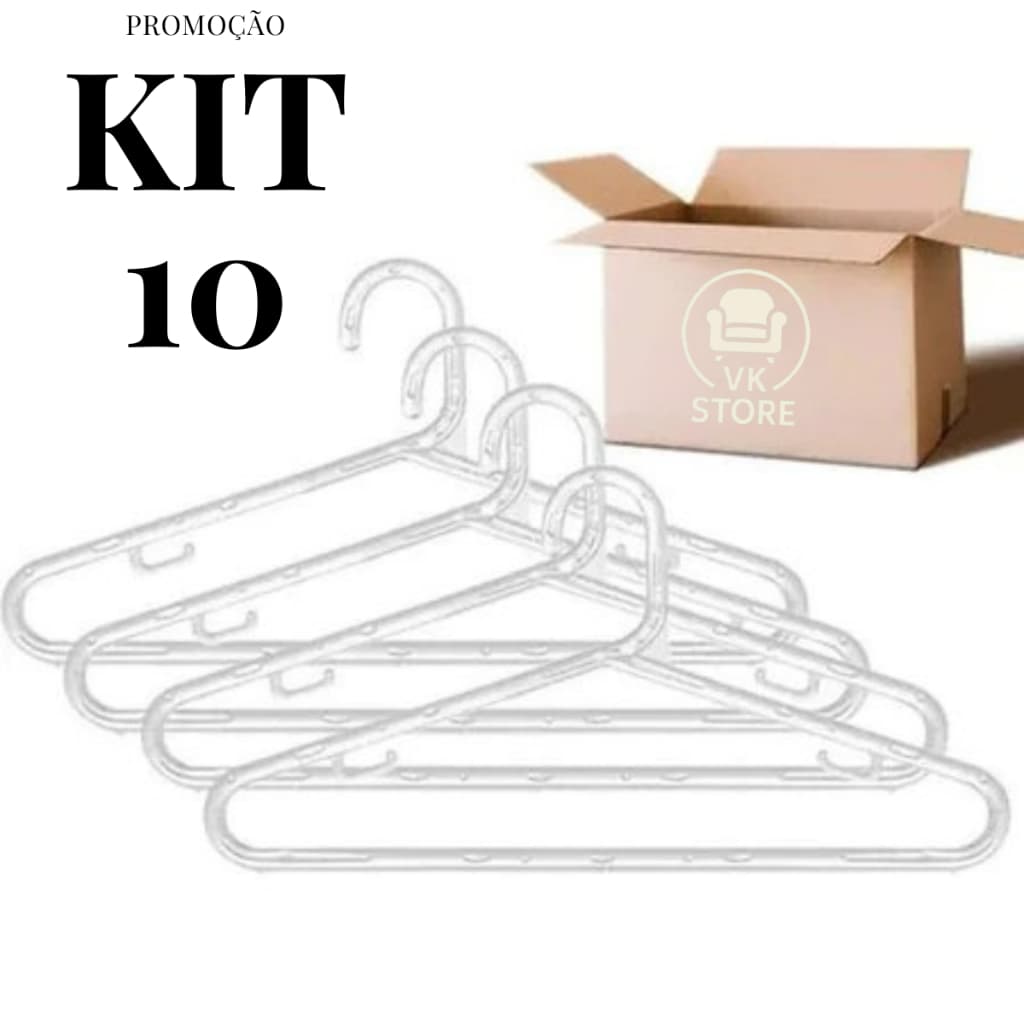 Kit 10 Cabides Cristal Adulto Ideal para Camisas Vestidos e Casacos