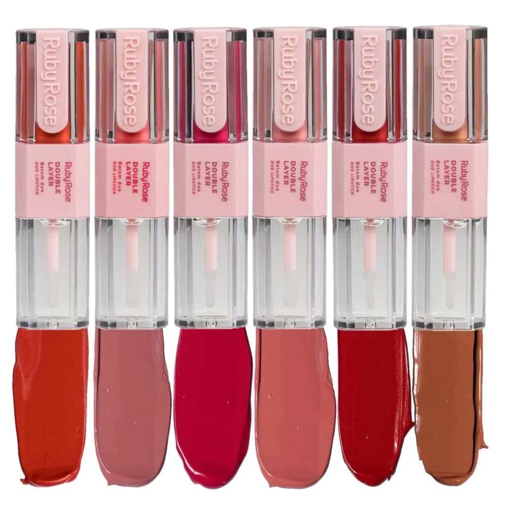 Batom Duo Double Layer – Ruby Rose | Cor Intensa e Brilho Perfeito