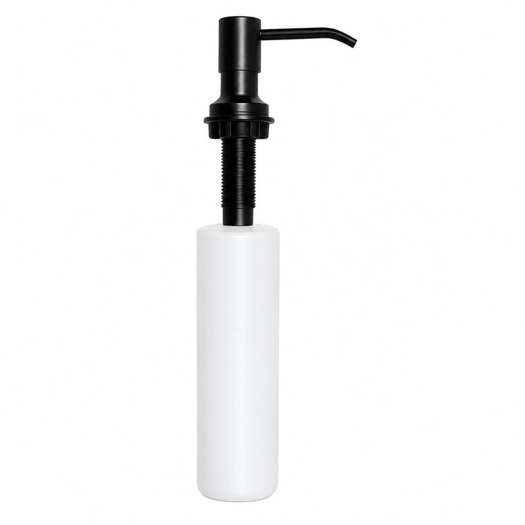 Dispenser Dosador Sabão Líquido E Detergente Embutido 500ml Em Aço Inox Preto Para Banheiros Cozinha