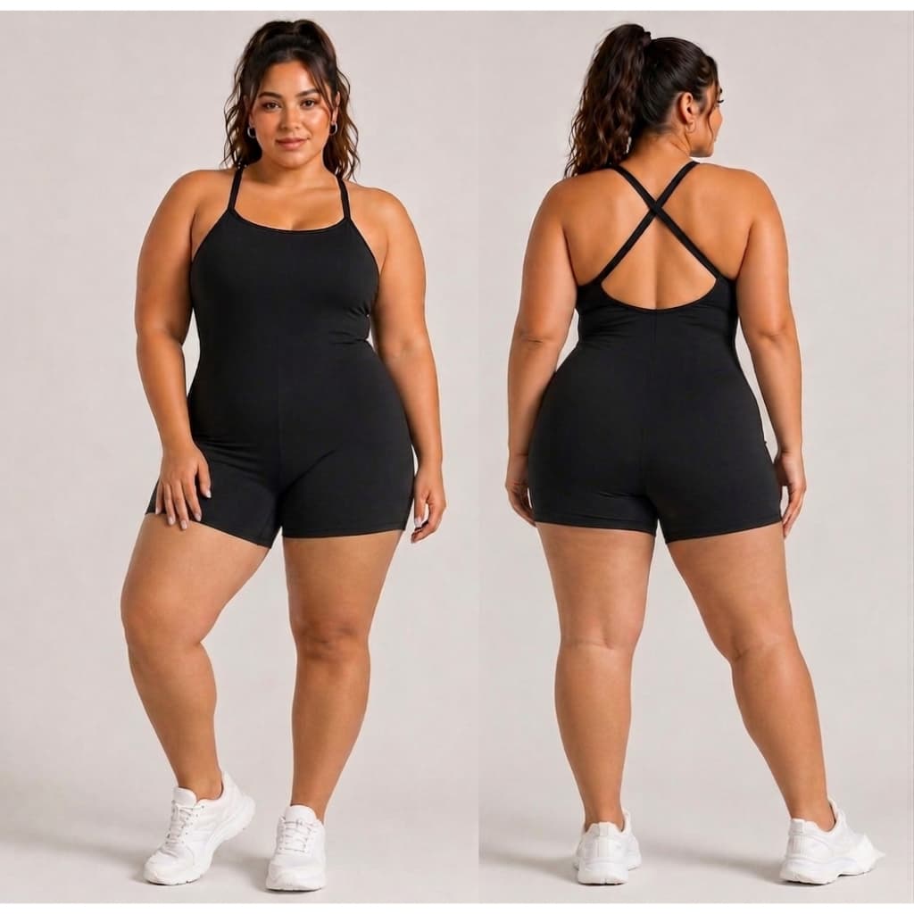 Macaquinho Plus Size ZERO TRANSPARÊNCIA Macacão Tecido grosso Tamanhos GrandesGG ao XG treino academia fitness esportes