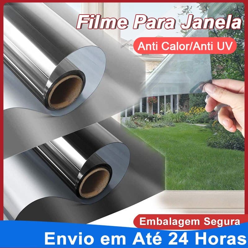 Película para Janela Anti Calor 99% UV - Privacidade Espelhada para Residência Carro 50cm x 1 a 4 m