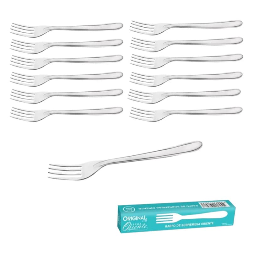 Kit 12 Garfo Sobremesa Inox 16cm Durável Brilhante Original