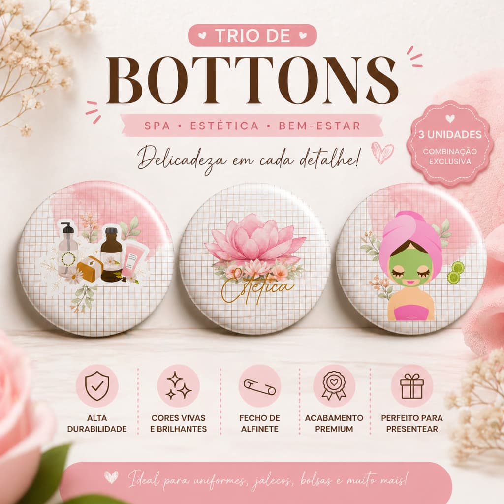 ✨ TRIO DE BOTTONS – TEMA SPA / ESTÉTICA ✨
