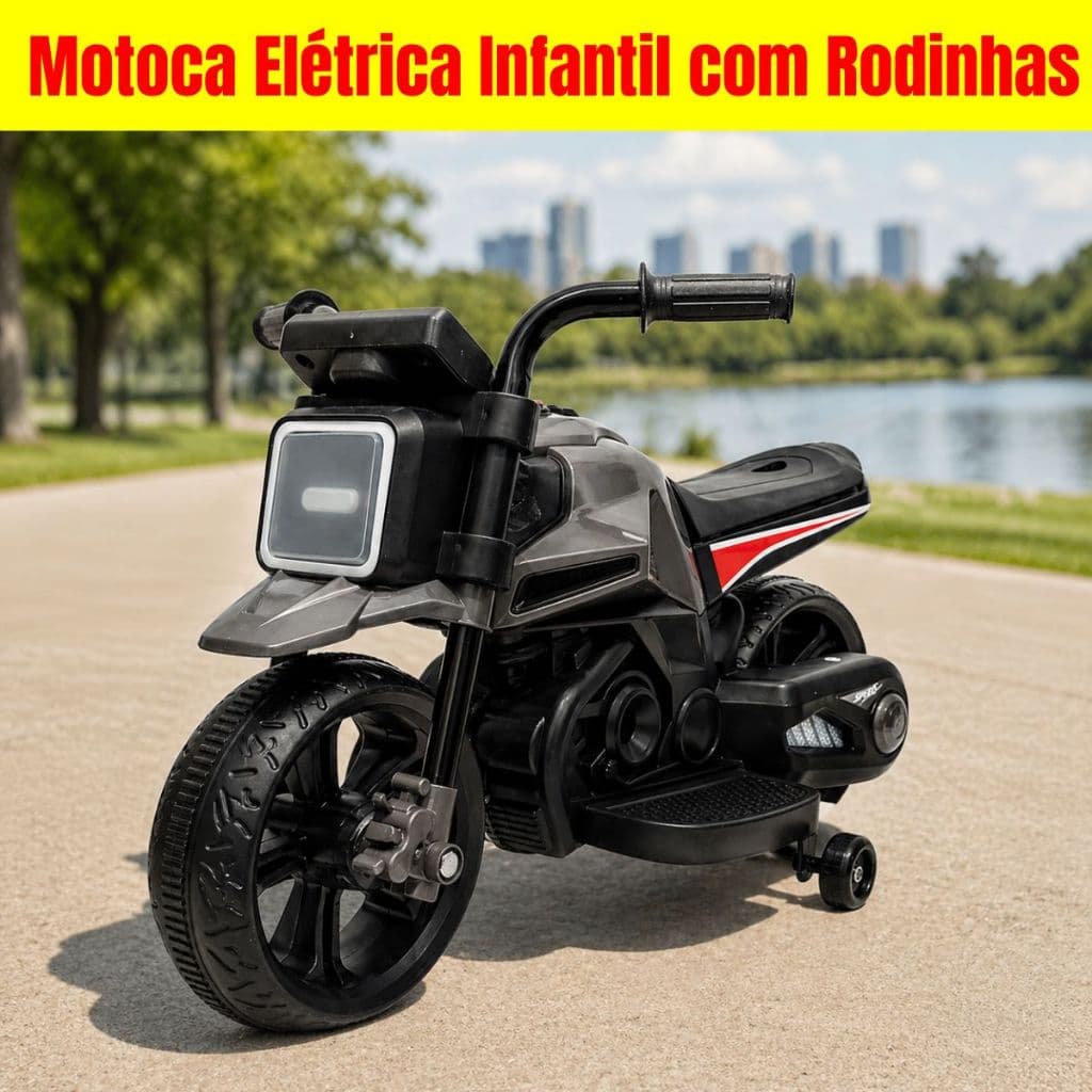 Moto Motoca Elétrica Infantil com Rodinhas Dark