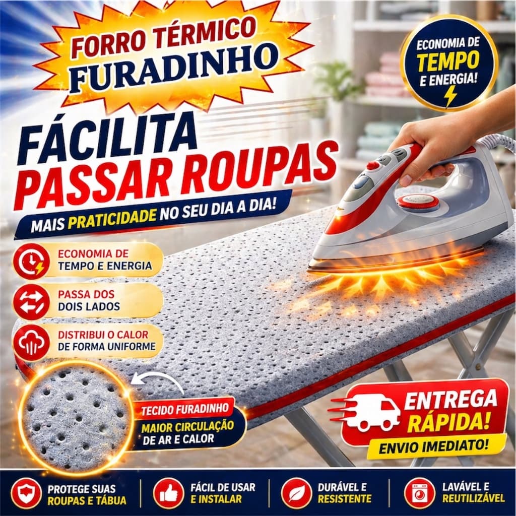 Forro Térmico Para Tábua De Passar Roupa Capa Aluminizado Acolchoado Com Espuma Modelos e Tamanhos