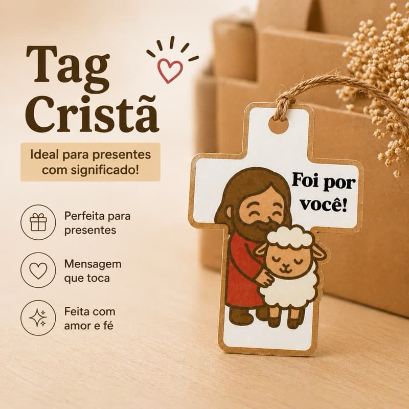 Tag Religiosa Cristã para Presente | Lembrancinha Evangélica | Tag Decorativa com Mensagem