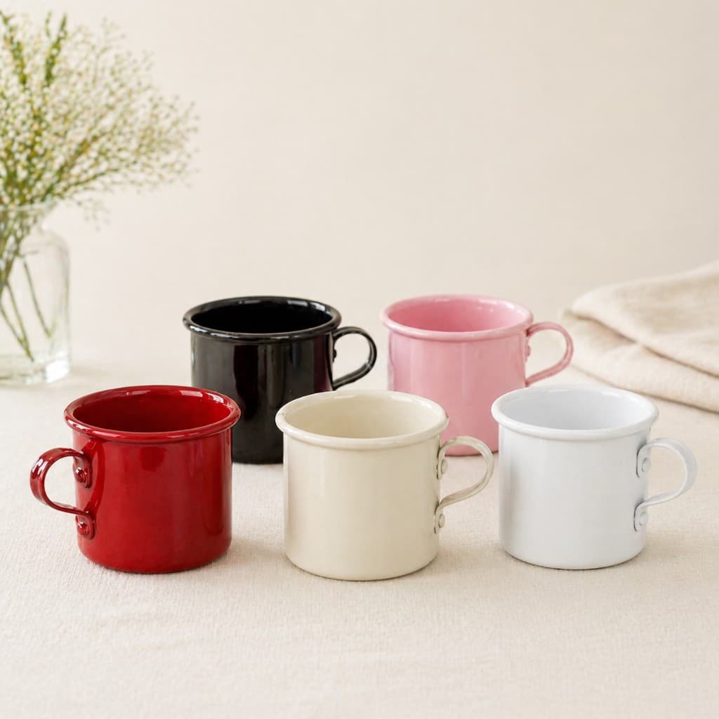 4 Canecas 100ml Alumínio Casa Cozinha Enfeite Chá