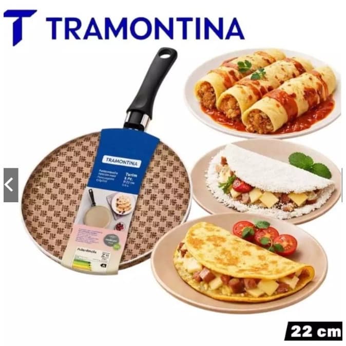 Panquequeira Tramontina Turim 22cm Vermelha Antiaderente Starflon Max Tapioca e Crepioca