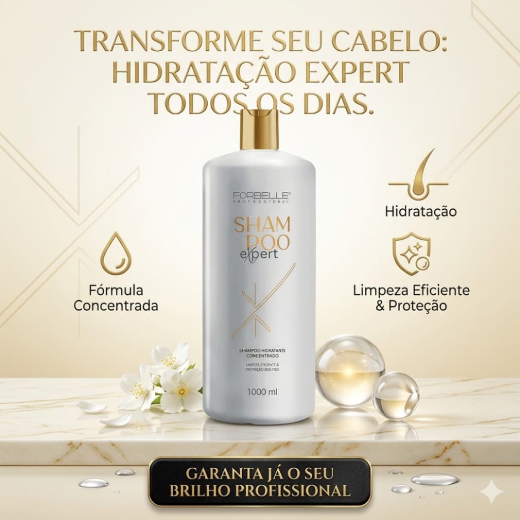 Shampoo Extreme Expert Forbelle - Hidratação Profunda, Limpeza Suave e Força 1 L