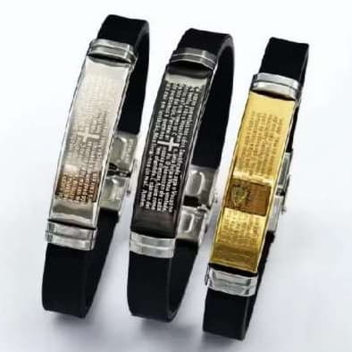 Pulseira masculina ajustavel Pai nosso Borracha resistente Preta PMPN9