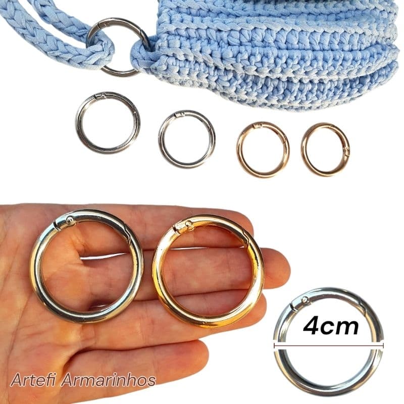 ARGOLA ARTICULA 40mm 4CM MOSQUETÃO PARA BOLSA CROCHÊ