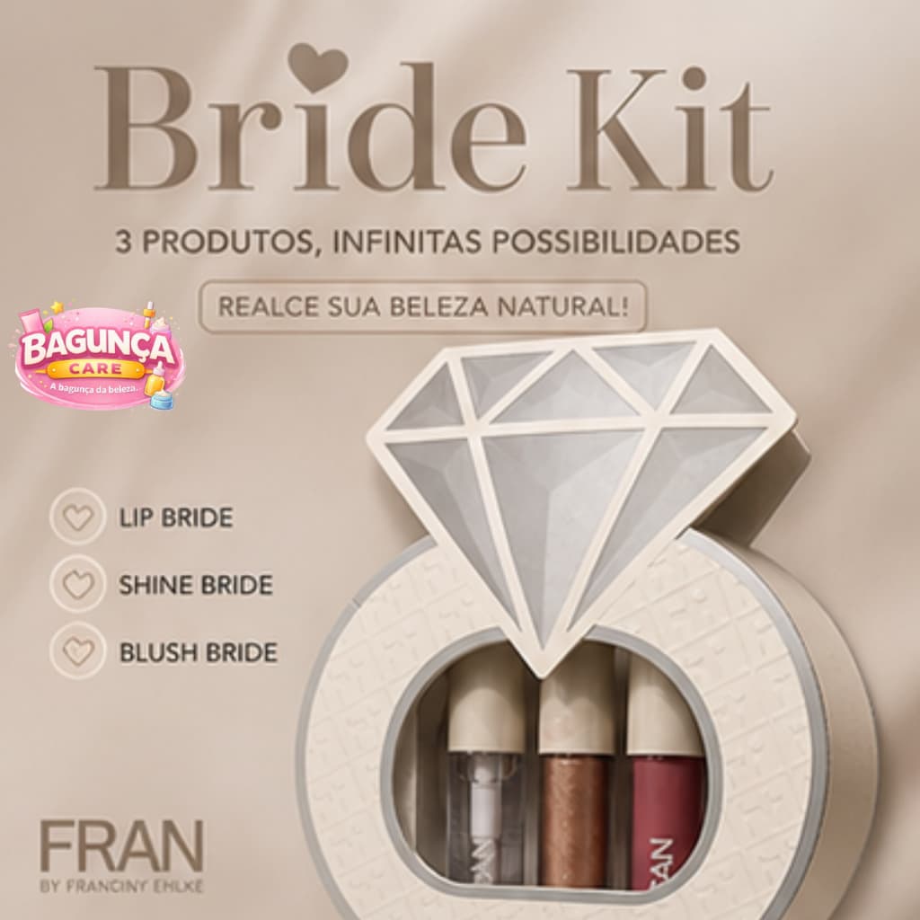 Kit Bride – 3 Produtos (Lip, Gloss e Blush) Efeito Natural e Iluminado
