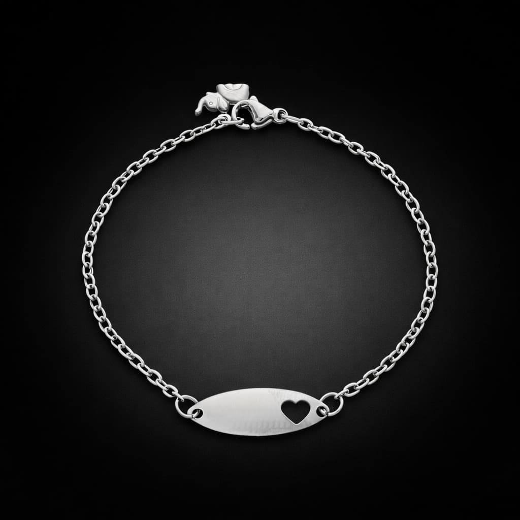 Pulseira Chapinha Coração Aço Inox Hipoalergênico