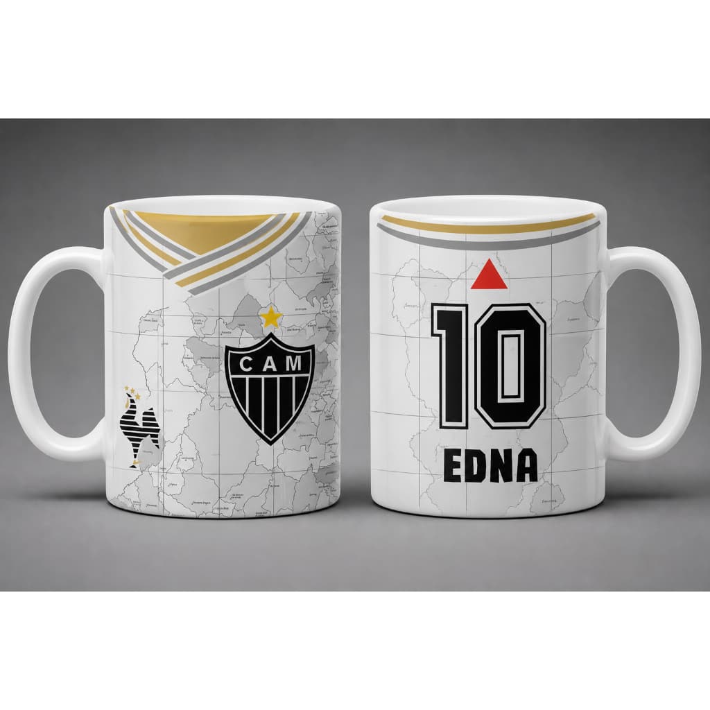 Caneca Personalizada Atlético Mineiro CAM com Nome e Número 325ml Presente Torcedor