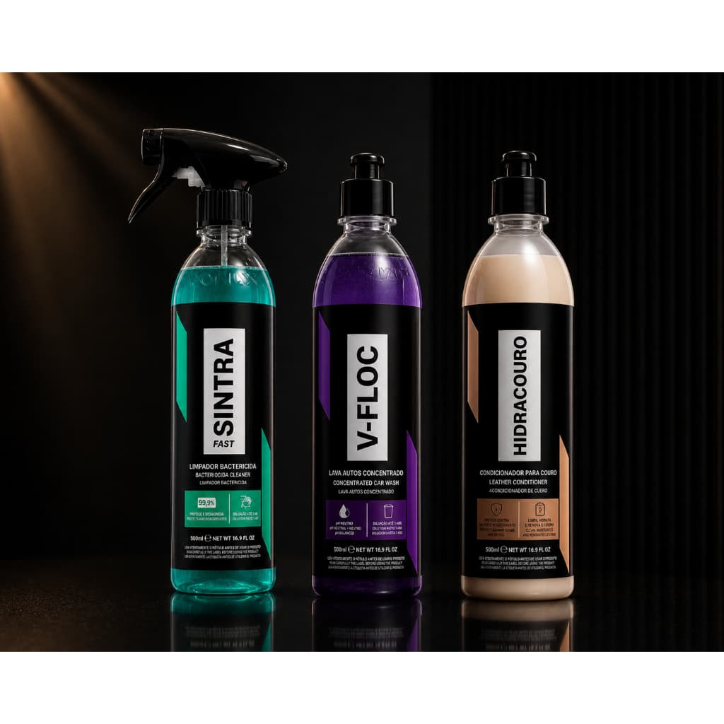 Kit Vonixx Couro Automotivo Sintra Hidratacouro V-Floc + CHEIRINHO DE CARRO