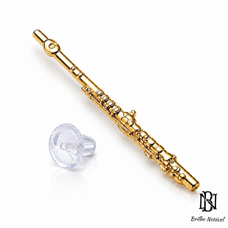 Broche flauta Premium com flash de ouro kit com 1 Broche com 1 prendedor gravata luxo modelo invisível