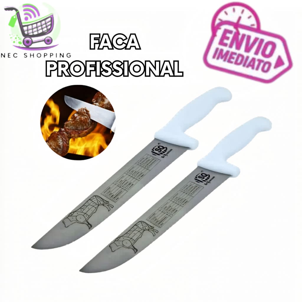 Kit 02  Faca Profissional 10 polegadas  Casa Cozinha Açougue Churrasco Churrascaria Restaurante