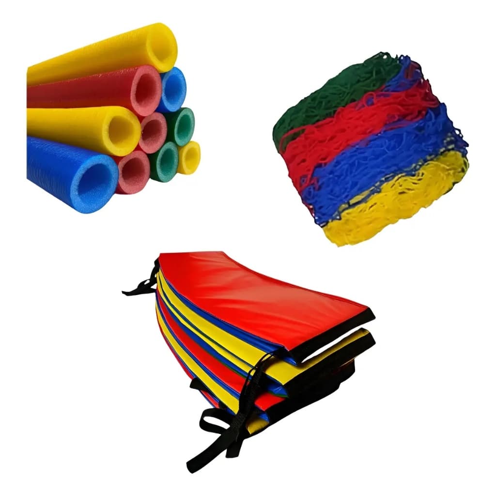 Kit Segurança Cama Elástica 3,66m 3,70m Rede + Protetor Molas + 8 Isotubos Reforçado Completo