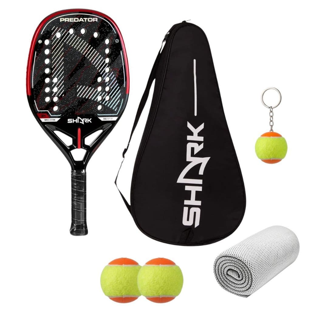 Raquete Beach Tennis Shark Predator 2026 Carbono 3K + EVA Triple Layer + Tratamento + Capa