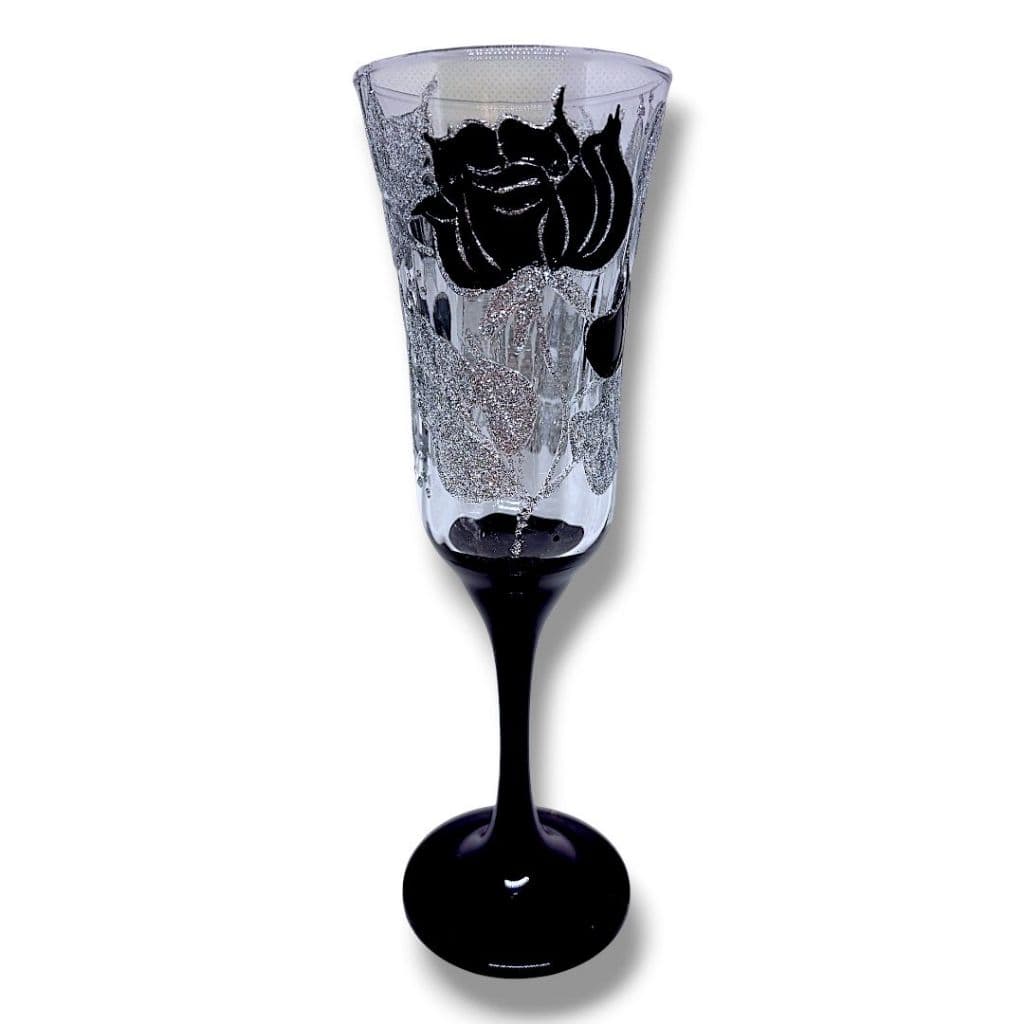 Taça Pomba Gira Flor Prata e Preta Padilha Mulambo Rosa Caveira Sete Saias Ritual - Copo Altar Umbanda Oferenda