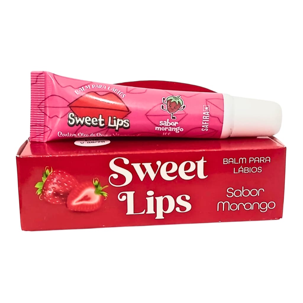 Hidratante Labial em Gel - Balm Sweet Lips Sabor Morango Safira