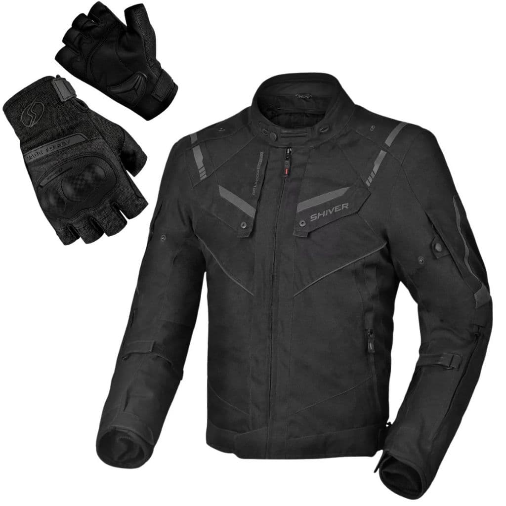 KIT COM JAQUETA MOTO MOTOCICLISTA MOTOQUEIRO INVERNO FRIO RACE TOURING SPEED SHIVER ESTILO X11 + LUVA DART 1/2 DEDO