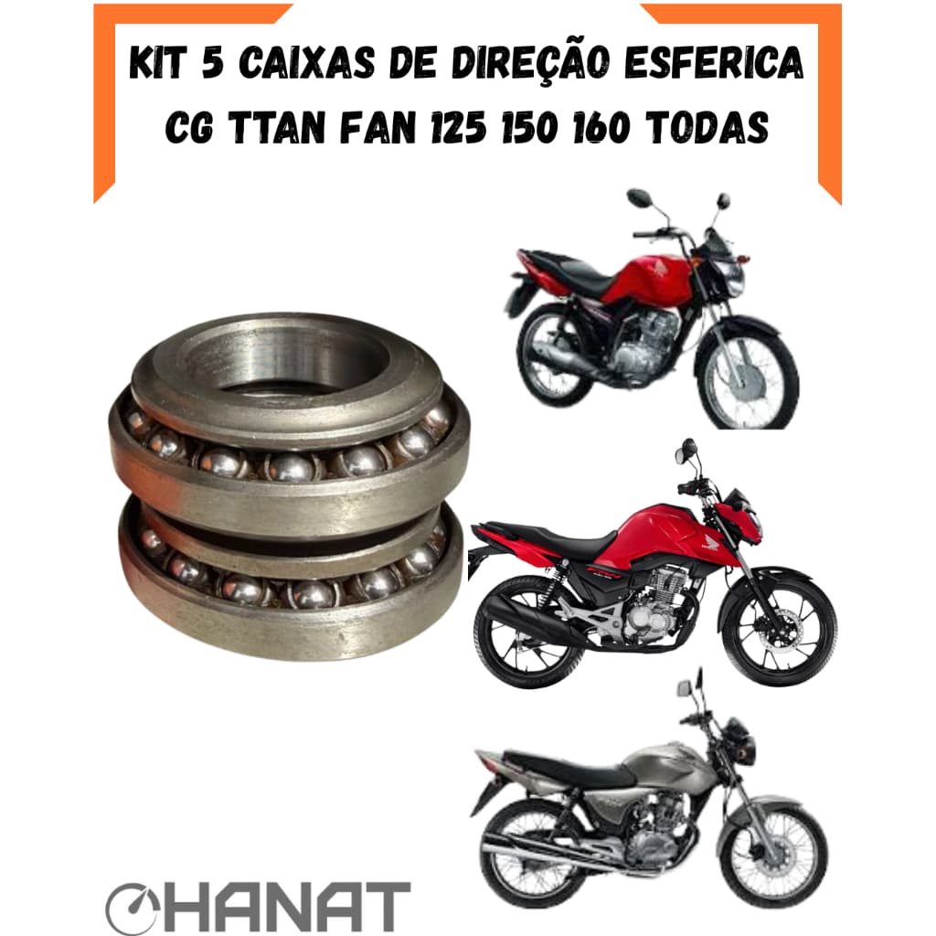 KIT 5 CAIXAS DE DIREÇÃO ESFERICA CG TTAN FAN 125 150 160 TODAS